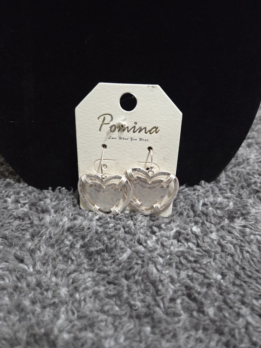 Pomina Silver Heart Dangle Earrings